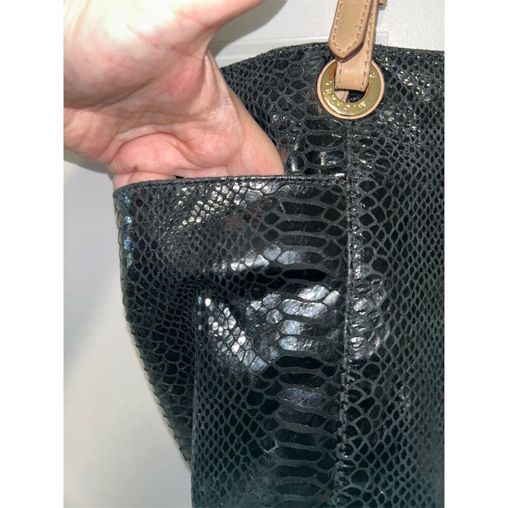 Michael Kors Black Python Embossed Leather Should… - image 4
